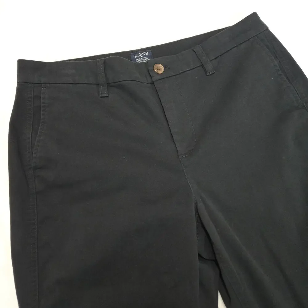 J.Crew Factory High-Rise Girlfriend Chino Size 10 Black Stretch Cotton Pants